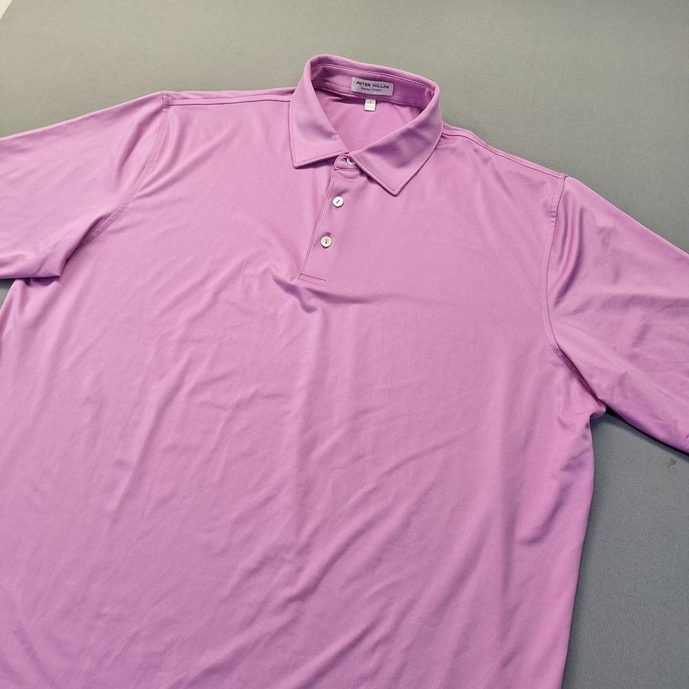 Peter Millar Summer Comfort Mens Purple Golf Polo Shirt Size L Short Sleeve